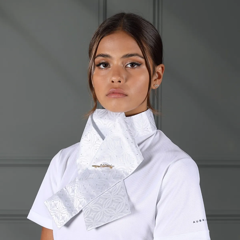 Shires Brocade Ready Tied Stock - White-1